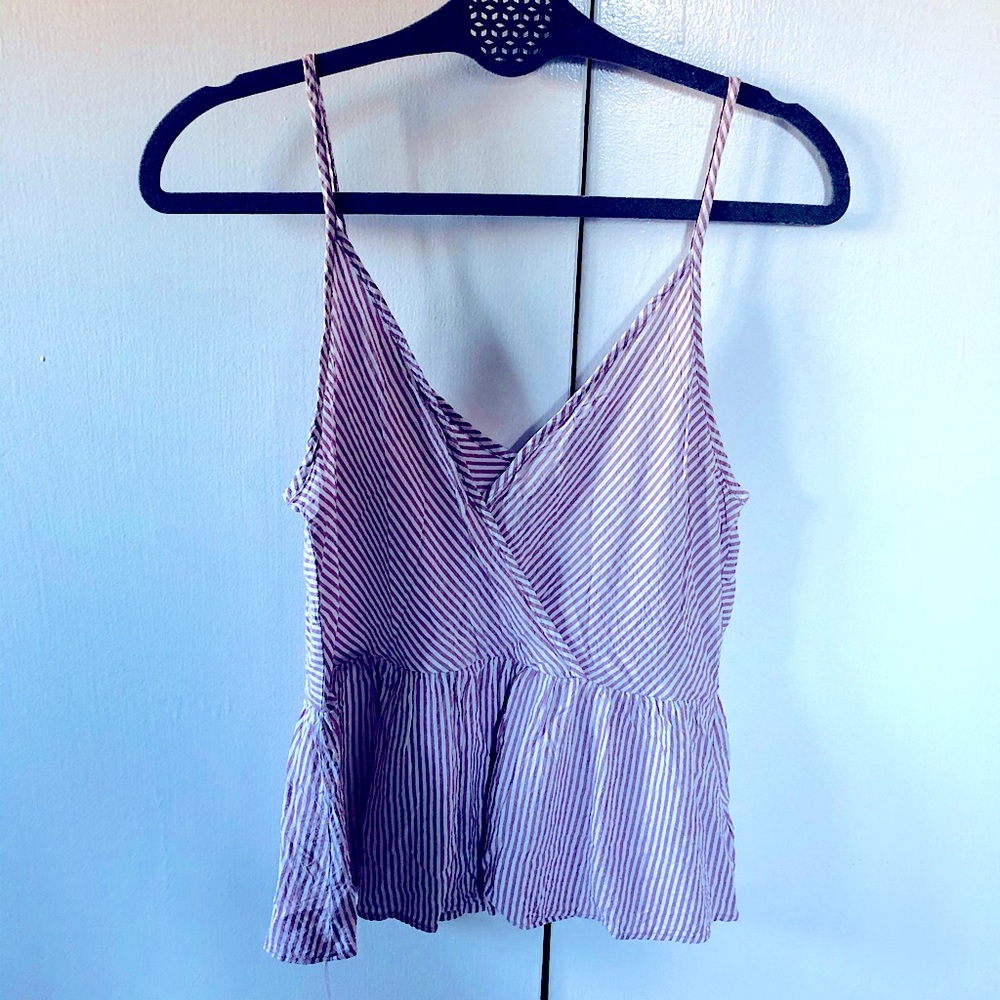 Strappy purple candy stripe tank
